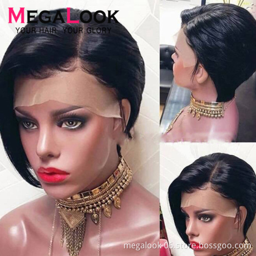 180 Transparent Front Lace Wigs For Women remy Hair Hd Short Human Hair Wigs Pixie Cut Wig